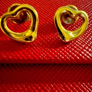 Tiffany & Co. Elsa Peretti Open Heart Stud Earrings - 18k Yellow
